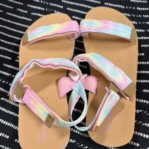 Womens' Pastel Tie-Dye Strappy Sandals — Pink Multi